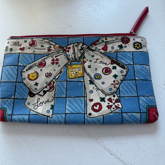 Brighton Handbags - Brighton Blue and Red Bow Print Pouch